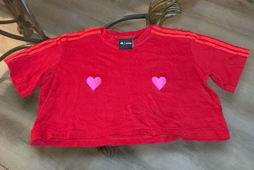 Adidas x Ivy Park Ivy Heart Red Cropped T-Shirt Size M